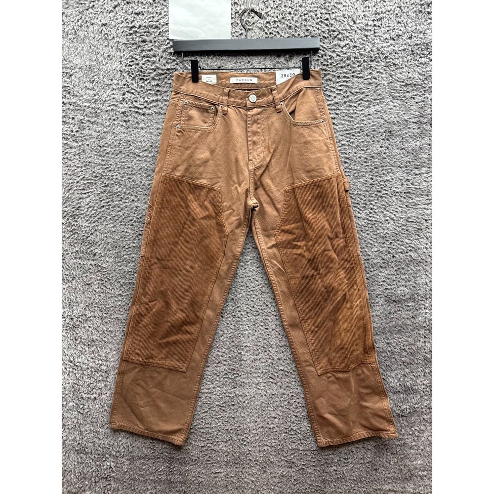 NWD Pacsun Corduroy Patch Double Knee Baggy Carpenter Pants Brown Size 28 x 30